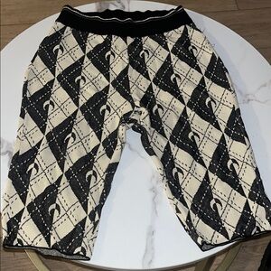 Marine Serre Black and Cream Patterned Bermudas